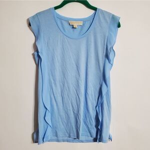 MICHAEL MICHAEL KORS Womens XS light blue tank with sheer ruffles